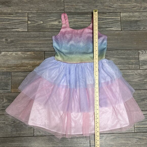 Zunie Girl’s Dress Size 10/12 Pink Ombre Sparkle Glitter Sleeveless Tiered M L - Picture 5 of 10